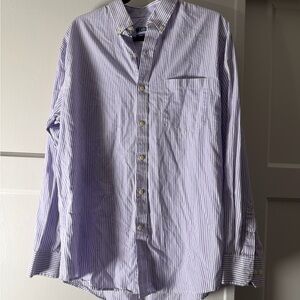 Izod Men's Purple and White Striped Shirt